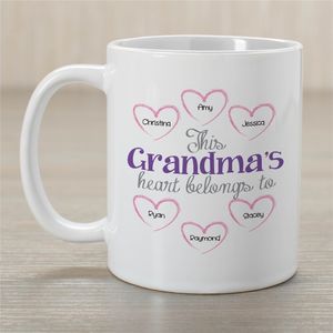 Personalized Grandmas Heart Belongs To Coffee Mug