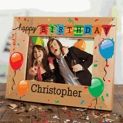Personalized Happy Birthday Fun Confetti Wood Frame