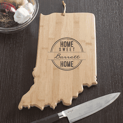 Personalized Home Sweet Home Indiana Cutting Board