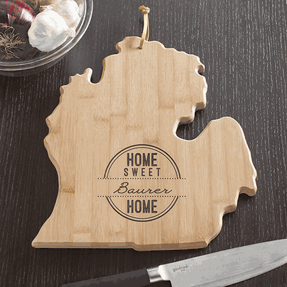 Personalized Home Sweet Home Michigan Cutting Board