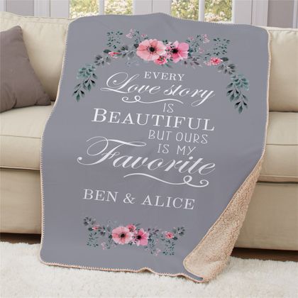 Personalized Love Story Sherpa Blanket