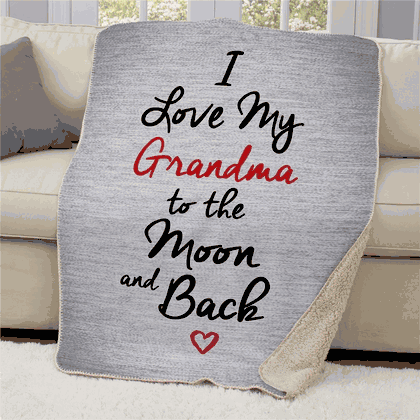 Personalized Love To The Moon And Back Sherpa Blanket