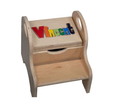 Personalized Maple Long Handle Name Stool