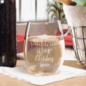 Personalized Mastered It! Stemless Wine Glass