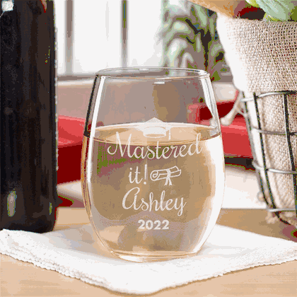 Personalized Mastered It! Stemless Wine Glass