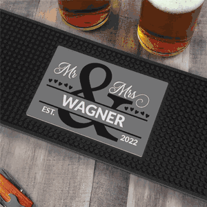 Personalized Mr and Mrs Printed Bar Mat