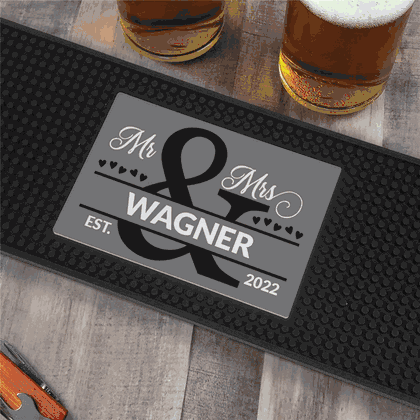 Personalized Mr and Mrs Printed Bar Mat