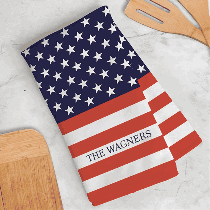 Personalized Patriotic Flag Dish Towel