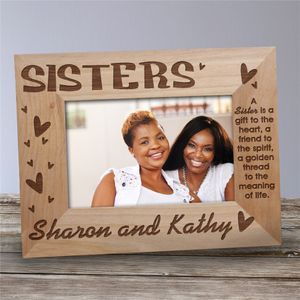Personalized Sisters with Hearts Picture Frame