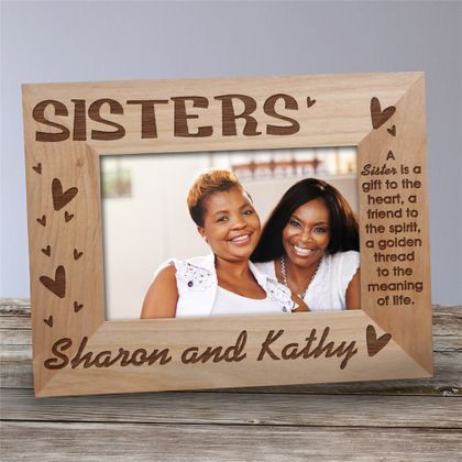 Personalized Sisters with Hearts Picture Frame
