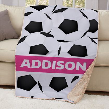 Personalized Soccer Sherpa Blanket