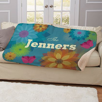 Personalized Spring Floral Sherpa