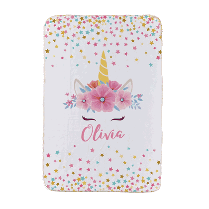 Personalized Unicorn Princess Sherpa Blanket