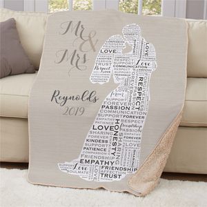 Personalized Wedding Word Art Sherpa Throw