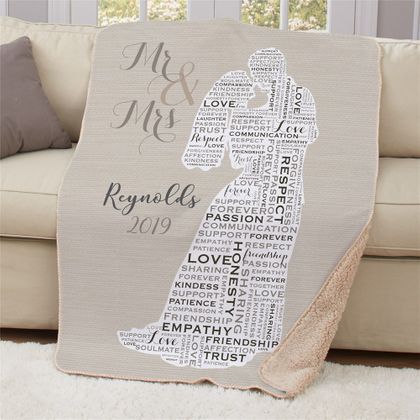 Personalized Wedding Word Art Sherpa Throw