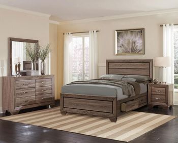4PC Kauffman 204190 Queen Bed with Panel Design and Storage Footboard Bedroom Set