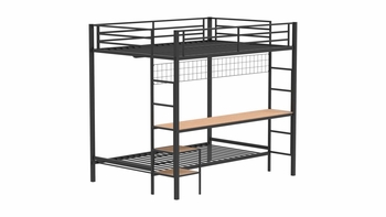 Bettoni Full-over-Twin Workstation Bunk Bed with Desk & Shelves