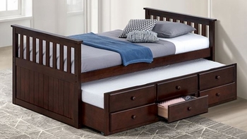 Clemens Captain Bed with Trundle & Storage