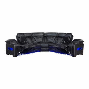 Fairway 3-Piece Power Reclining Home Theater Sectional with Power Headrests, Wireless Speakers & LED Lighting