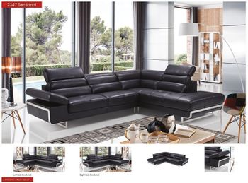 2347 Sectional Top-grain Leather/Eco Leather on the Back