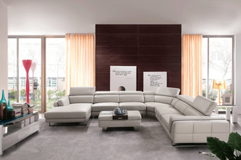 582 Sectional Left Top-grain Leather Front/Eco Leather Back