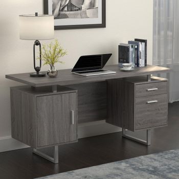 Glavan 801521 Double Pedestal Office Desk with Metal Sled Legs & Floating Desk Top