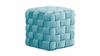 Light Blue Velvet Square 16" Ottoman 