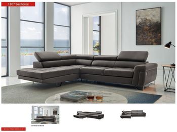 1807 Sectional Left  Top-grain Leather Front/Eco Leather Back