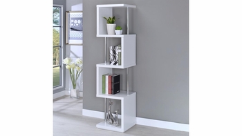 Baxter 67-Inch 3-Shelf Bookshelf � White & Chrome