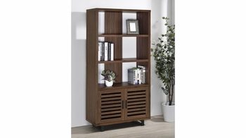Maddox 71-Inch 5-Shelf Cabinet Bookcase � Walnut