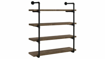 Elmcrest 4-Shelf Wall-Mounted Bookshelf � Rustic Oak