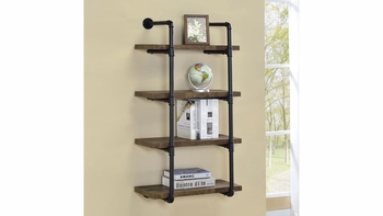Elmcrest 24-Inch 4-Shelf Wall Bookshelf � Rustic Oak