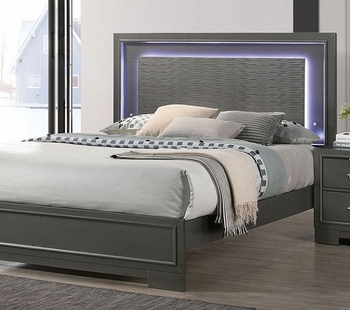 Alison LED Platform Bed � Metallic Gray Finish