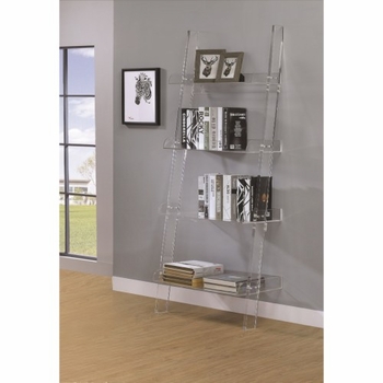 Amaturo 4-Shelf Ladder Bookcase Clear