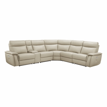 Maroni 6-Piece Modular Power Reclining Leather Sectional