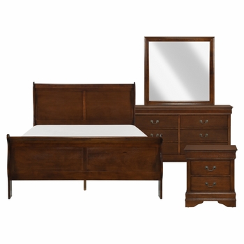 Mayville 4-Piece Bedroom Set � Brown Cherry Finish