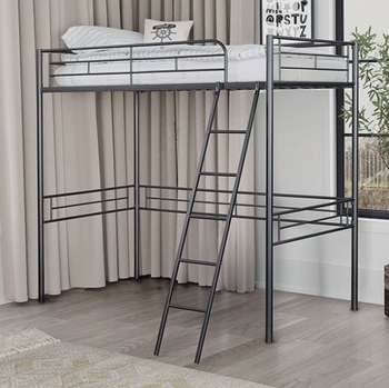 Myles Twin Metal Loft Bed with Angled Ladder