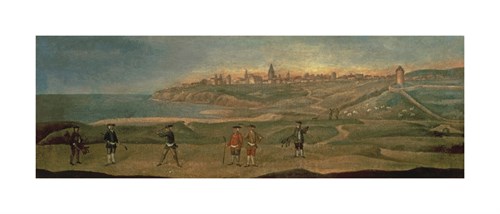 18th Century School Hand Numbered Limited Edition Print on Paper :"Military Players, with a View of St. Andrews from the Old Course"