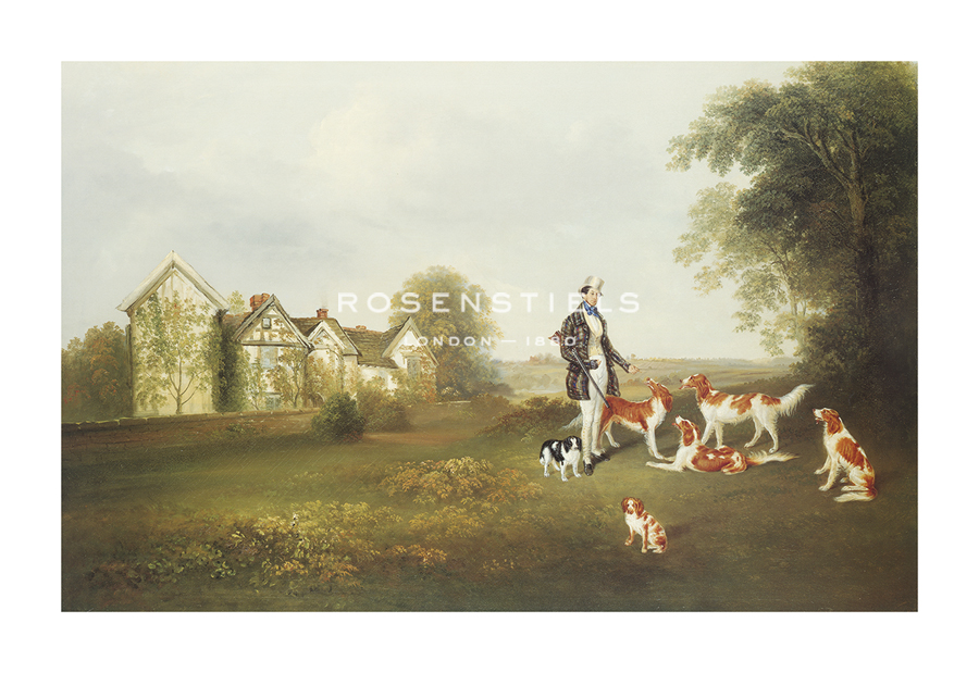 19th Century European School Hand Numbered Limited Edition Print on Paper :"A Gentleman with his Dogs"