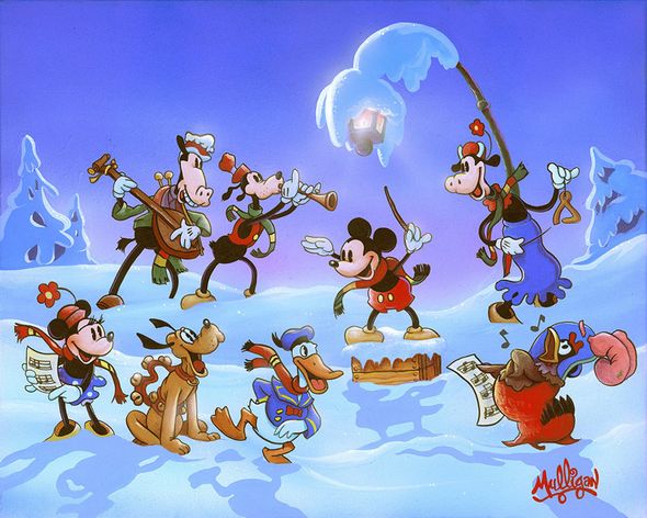 2013 Disney Holiday Series Limited Edition Hand Embellished Giclee Canvas: "Mickey's Winter Symphony"