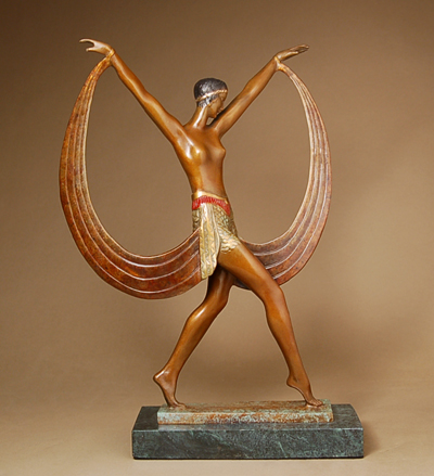 A. Fayral Handcrafted Solid Bronze Sculpture:"Nouveau Dancer"