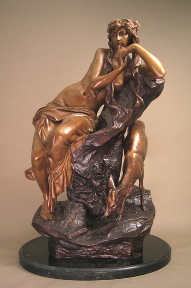 A. Kuhne Handcrafted Solid Bronze Sculpture:"Mother Deer"