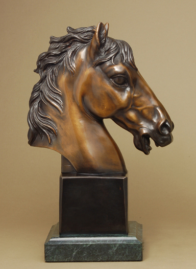 A. Santini Handcrafted Solid Bronze Sculpture:"Stallion Head"