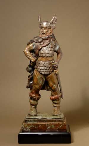 A. Santini Handcrafted Solid Bronze Sculpture:"Viking Warrior"