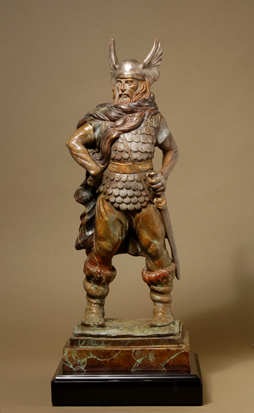 A. Santini Handcrafted Solid Bronze Sculpture:"Viking Warrior"