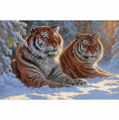 Abraham Hunter Artist Hand Signed Limited Edition Canvas Giclee:"Tigers at Rest"