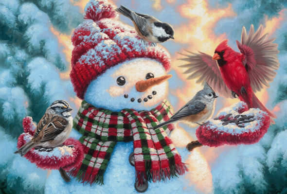 Abraham Hunter Artist Hand Signed Limited Edition Embellished Canvas Giclee:"Happy Snowman"