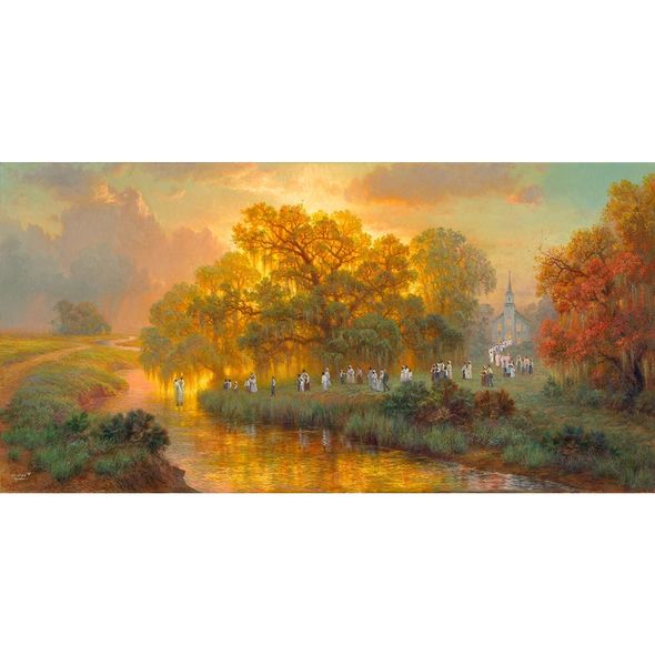 Abraham Hunter Hand Signed and Numbered Limited Edition Embellished Canvas Giclee:"Baptism" 