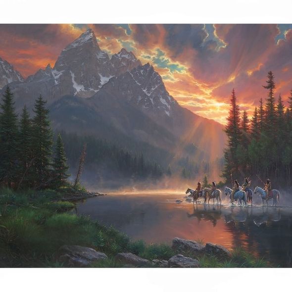Mark Keathley Hand Signed and Numbered Limited Edition Embellished Canvas Giclee:"Into the Light"