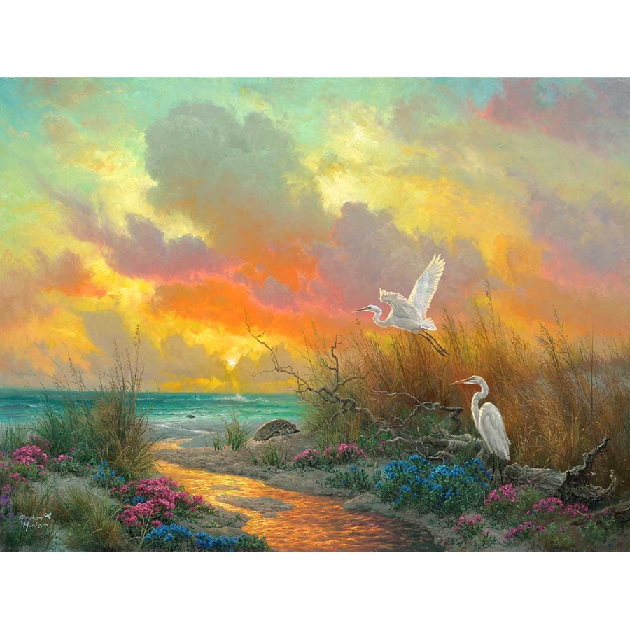 Abraham Hunter Hand Signed and Numbered Limited Edition Embellished Canvas Giclee:"Morning Glory"